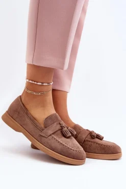 Boto Damskie Zamszowe Mokasyny Brązowe Dansitu