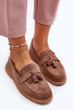 Boto Damskie Zamszowe Mokasyny Brązowe Dansitu