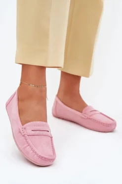 Hot Boto Damskie Zamszowe Mokasyny Jasnoróżowe Lenvie Różowy