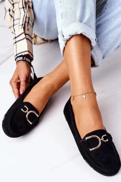 Online Boto Damskie Zamszowe Mokasyny Czarne Downtown