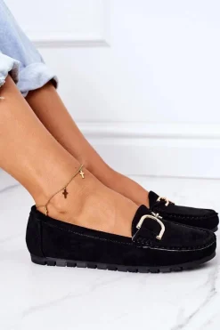 Online Boto Damskie Zamszowe Mokasyny Czarne Downtown