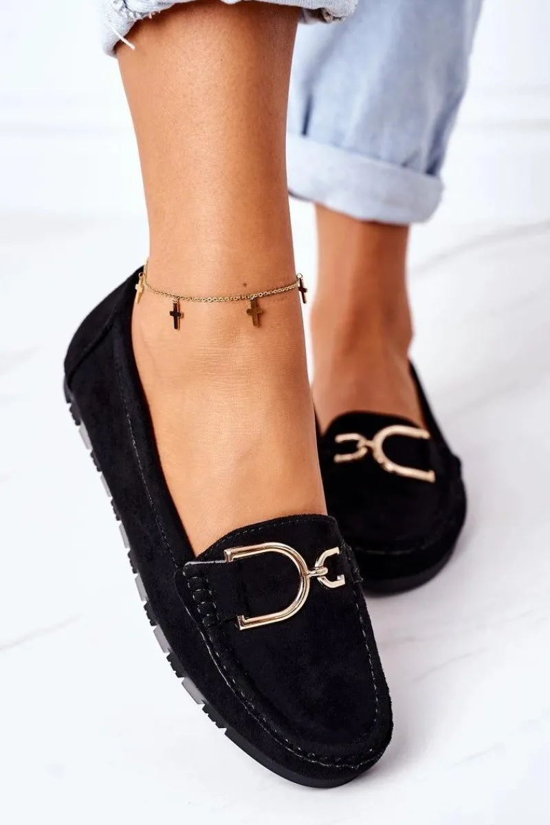 Online Boto Damskie Zamszowe Mokasyny Czarne Downtown