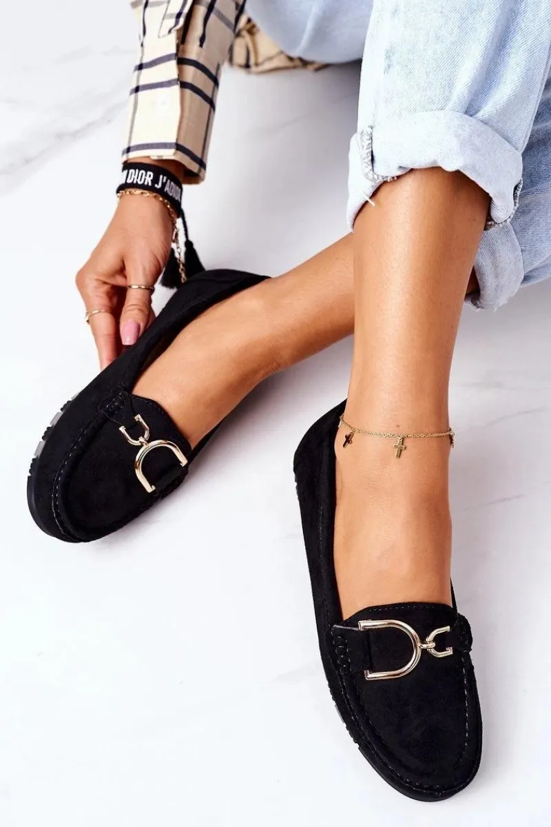 Online Boto Damskie Zamszowe Mokasyny Czarne Downtown