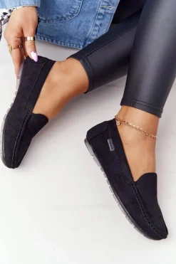 Damskie Zamszowe Mokasyny Czarne San Marino Damskie Mokasyny Damskie Zamszowe