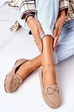 Discount Boto Damskie Zamszowe Mokasyny Jasny Brąz Downtown