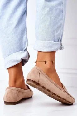 Discount Boto Damskie Zamszowe Mokasyny Jasny Brąz Downtown