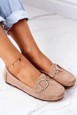 Discount Boto Damskie Zamszowe Mokasyny Jasny Brąz Downtown