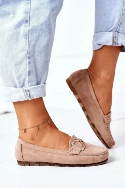 Discount Boto Damskie Zamszowe Mokasyny Jasny Brąz Downtown