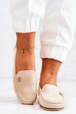 Discount Damskie Zamszowe Mokasyny Beżowe Madelyn Damskie Mokasyny Damskie Zamszowe