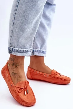 Mokasyny Damskie Zamszowe>Boto Damskie Zamszowe Mokasyny Pomarańczowe Si Passione Pomarańczowy