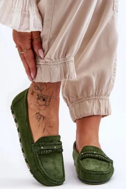 Hot Boto Damskie Zamszowe Mokasyny Zielone Clorie