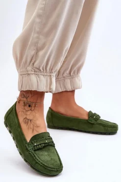 Hot Boto Damskie Zamszowe Mokasyny Zielone Clorie