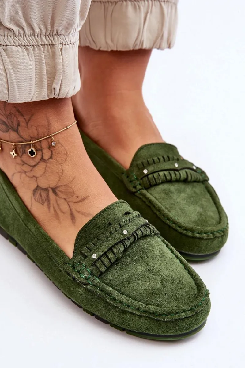 Hot Boto Damskie Zamszowe Mokasyny Zielone Clorie