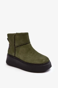 Śniegowce Damskie>Maciejka Damskie Zamszowe Śniegowce 06257-24 Oliwkowe