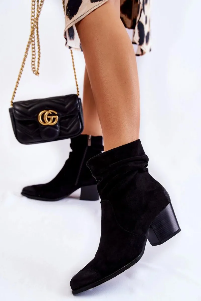 Discount Damskie Zamszowe Ocieplane Botki Czarne Wenche Damskie Czarne Botki|Botki Zimowe Damskie