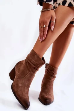 Hot Buty damskie Vinceza Damskie Zamszowe Ocieplane Botki Beżowe Wenche