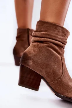 Hot Buty damskie Vinceza Damskie Zamszowe Ocieplane Botki Beżowe Wenche