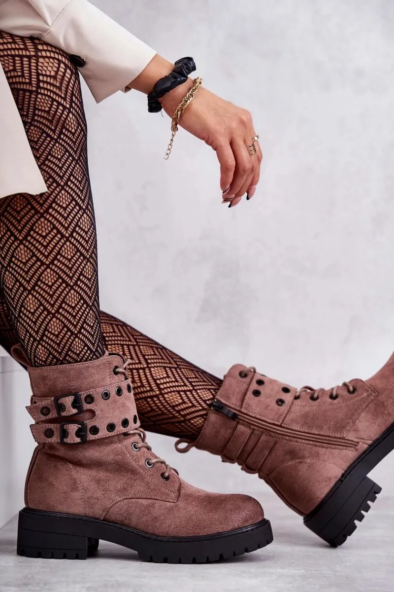 Botki Ocieplane|Botki Sznurowane>Boto Damskie Zamszowe Ocieplane Botki Jasnobrązowe Silvor Brązowy