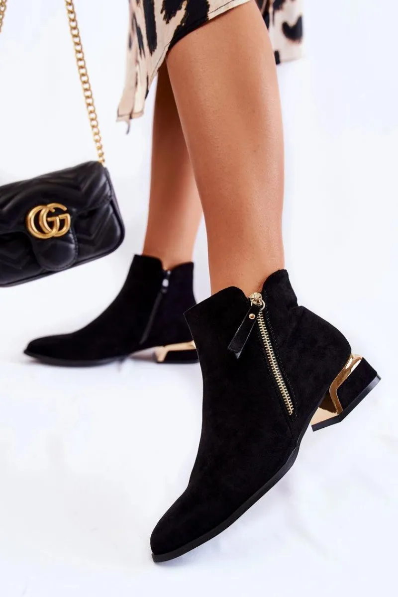 Online Damskie Zamszowe Ocieplane Botki Czarne Laufey Damskie Czarne Botki|Botki Zimowe Damskie