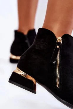 Online Damskie Zamszowe Ocieplane Botki Czarne Laufey Damskie Czarne Botki|Botki Zimowe Damskie