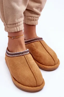 Best Damskie Zamszowe Papcie Z Futerkiem Brązowe Polinna Damskie Kapcie Klasyczne