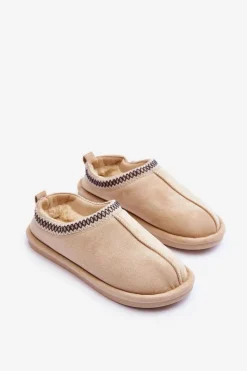 Best Damskie Zamszowe Papcie Z Futerkiem Jasnobeżowe Polinna Damskie Kapcie Klasyczne