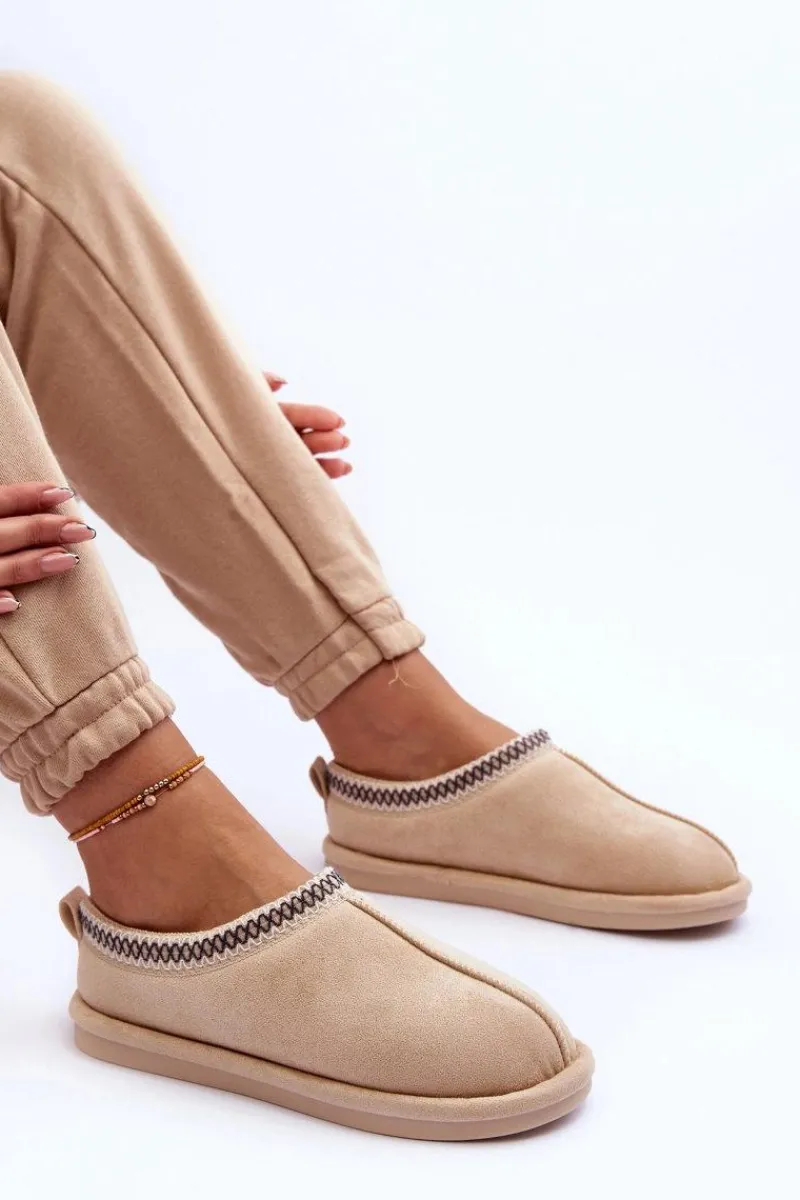 Best Damskie Zamszowe Papcie Z Futerkiem Jasnobeżowe Polinna Damskie Kapcie Klasyczne