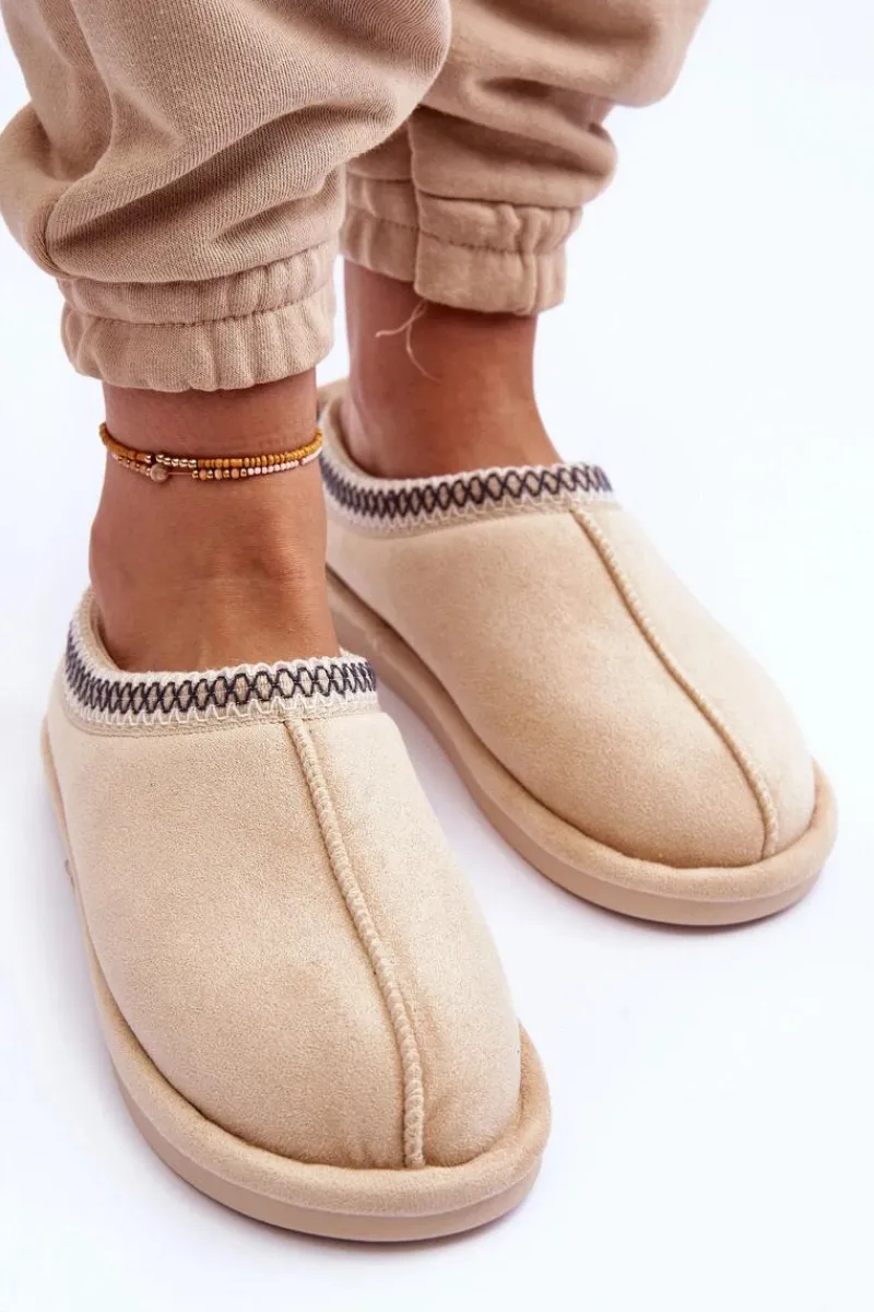 Best Damskie Zamszowe Papcie Z Futerkiem Jasnobeżowe Polinna Damskie Kapcie Klasyczne