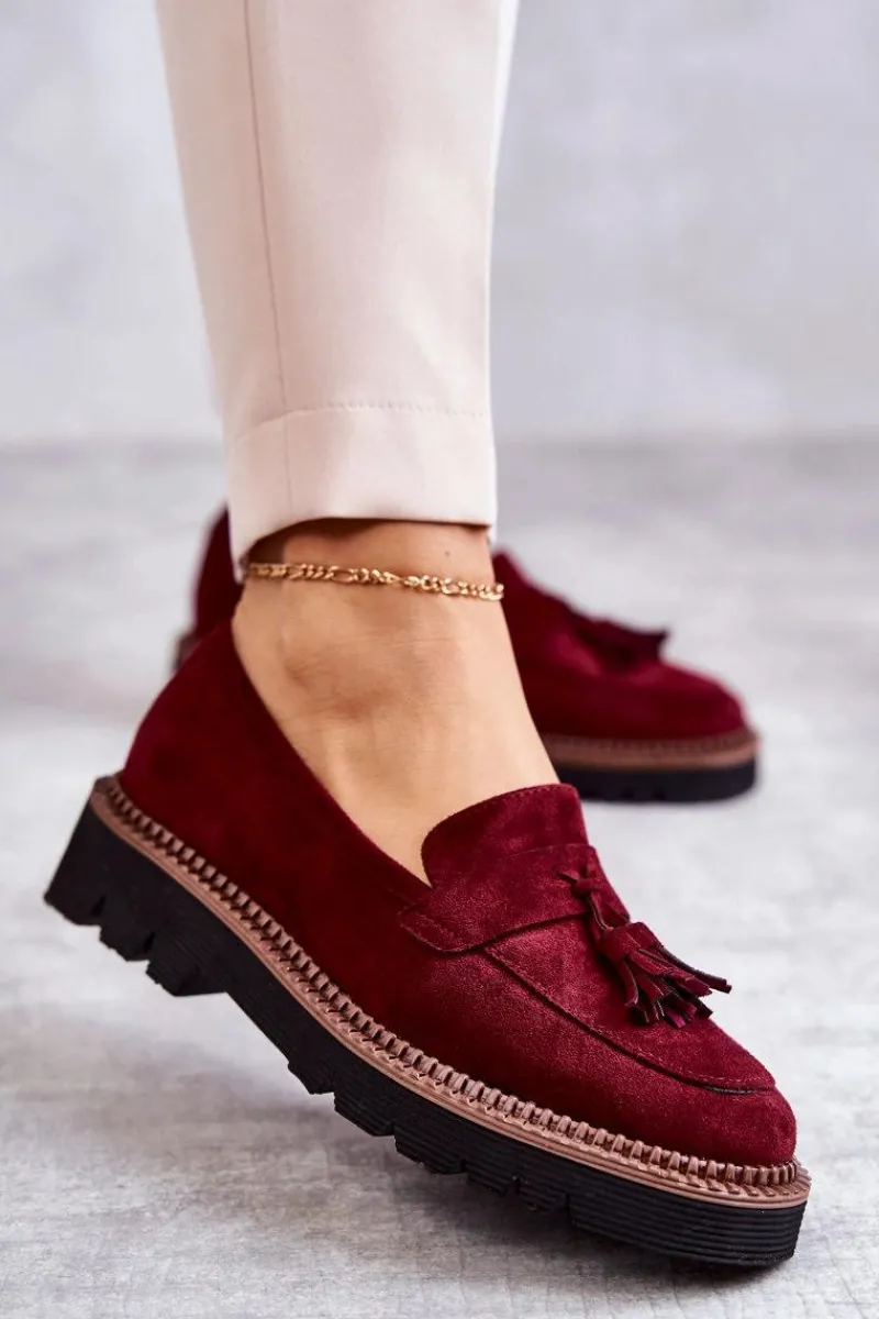 Best Buty damskie Vinceza Damskie Zamszowe Półbuty Na Platformie Bordowe Unni