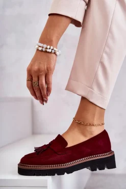 Best Buty damskie Vinceza Damskie Zamszowe Półbuty Na Platformie Bordowe Unni