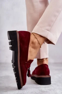 Best Buty damskie Vinceza Damskie Zamszowe Półbuty Na Platformie Bordowe Unni