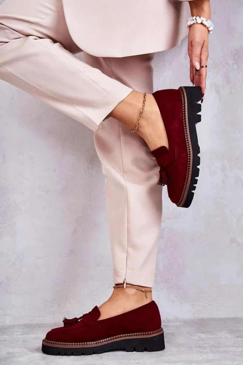 Best Buty damskie Vinceza Damskie Zamszowe Półbuty Na Platformie Bordowe Unni