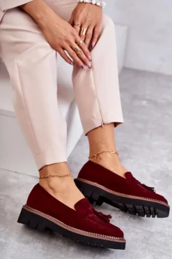 Best Buty damskie Vinceza Damskie Zamszowe Półbuty Na Platformie Bordowe Unni