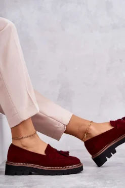 Best Buty damskie Vinceza Damskie Zamszowe Półbuty Na Platformie Bordowe Unni