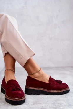 Best Buty damskie Vinceza Damskie Zamszowe Półbuty Na Platformie Bordowe Unni