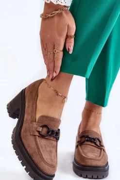 Outlet Buty damskie Vinceza Damskie Zamszowe Półbuty Na Obcasie Ciemnobeżowe Sanya