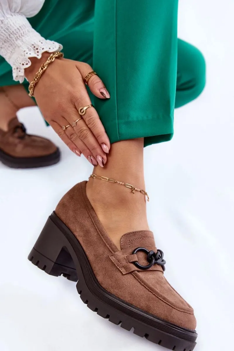 Outlet Buty damskie Vinceza Damskie Zamszowe Półbuty Na Obcasie Ciemnobeżowe Sanya