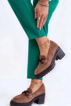 Outlet Buty damskie Vinceza Damskie Zamszowe Półbuty Na Obcasie Ciemnobeżowe Sanya