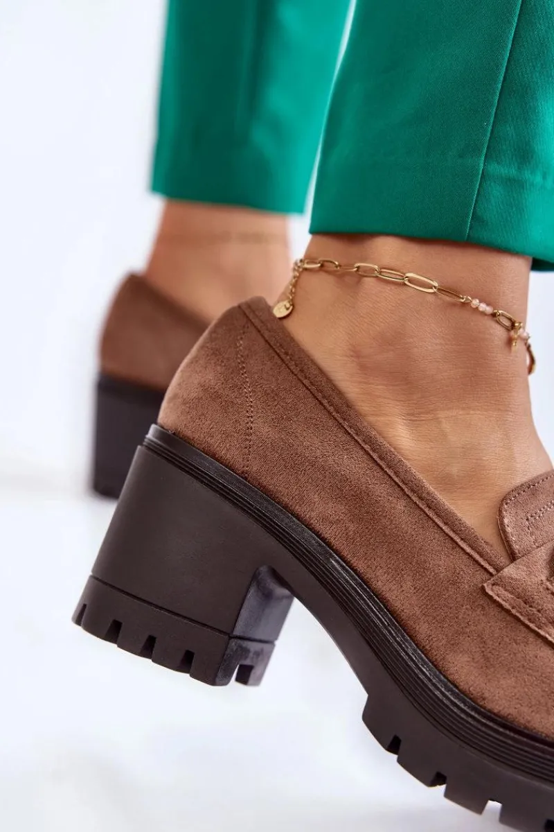 Outlet Buty damskie Vinceza Damskie Zamszowe Półbuty Na Obcasie Ciemnobeżowe Sanya