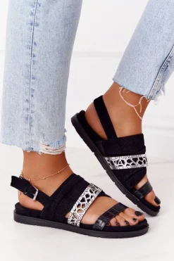 Sandały Płaskie><noscript><img width=