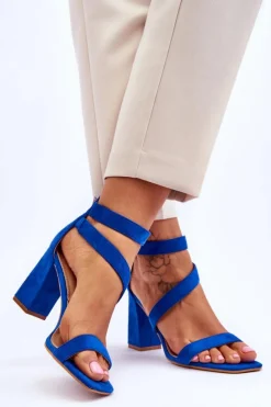 Best Damskie Zamszowe Sandały Na Obcasie Niebieskie Lanes Damskie Sandały Na Obcasie