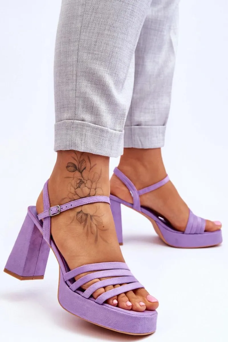 Online Boto Damskie Zamszowe Sandały Na Obcasie I Platformie Fioletowe Verda Fioletowy