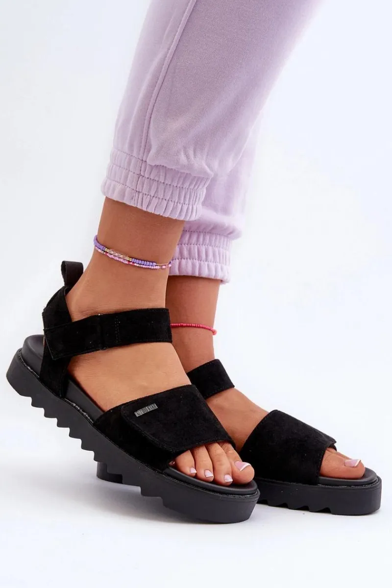 Hot Big Star Shoes Damskie Zamszowe Sandały Na Platformie Big Star NN274700 Czarne Czarny