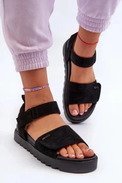 Hot Big Star Shoes Damskie Zamszowe Sandały Na Platformie Big Star NN274700 Czarne Czarny