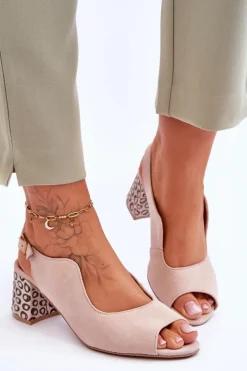 Sandały Na Słupku|Sandały Na Obcasie><noscript><img width=