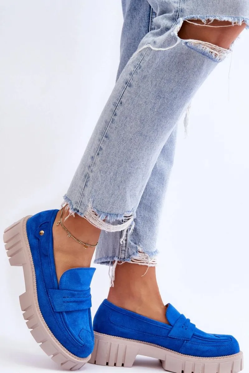 Discount Damskie Zamszowe Wsuwane Półbuty Niebieskie Fiorell Damskie Mokasyny Damskie Zamszowe