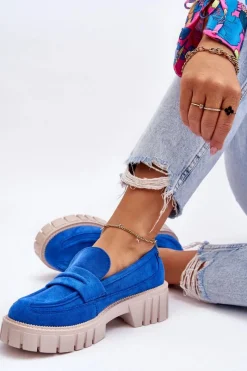 Discount Damskie Zamszowe Wsuwane Półbuty Niebieskie Fiorell Damskie Mokasyny Damskie Zamszowe