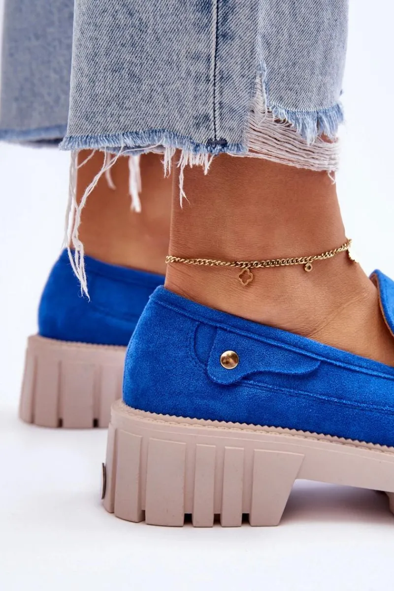 Discount Damskie Zamszowe Wsuwane Półbuty Niebieskie Fiorell Damskie Mokasyny Damskie Zamszowe