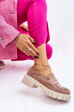 Sale Damskie Zamszowe Wsuwane Półbuty Jasnobrązowe Fiorell Damskie Mokasyny Damskie Zamszowe