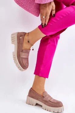 Sale Damskie Zamszowe Wsuwane Półbuty Jasnobrązowe Fiorell Damskie Mokasyny Damskie Zamszowe